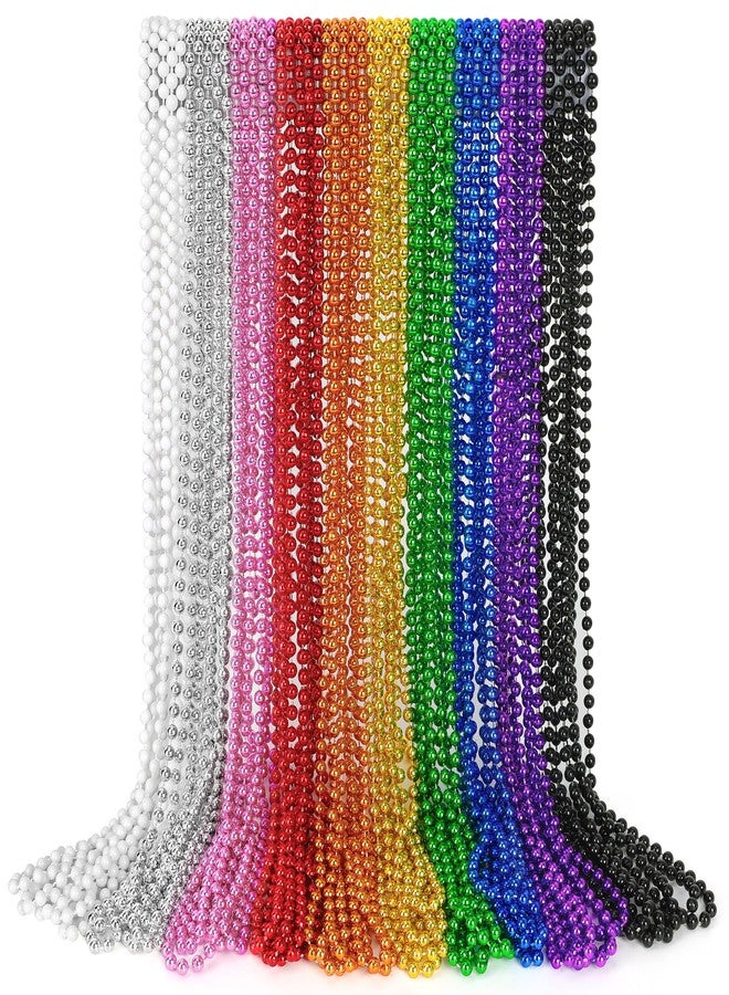 EOBOH 30PCS Mardi Gras Beads, Metallic 10 Kinds Beaded Necklace Party Favors, 33" Colorful Mardi Gras Necklace Bulk Stuff, Festival Parade Throw Accessories for Wedding Birthday Celebrations Decorations - Image 1